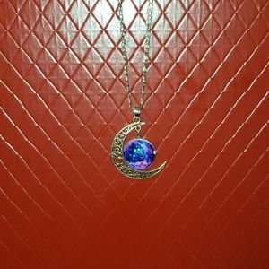 Silver moon/galaxy necklace